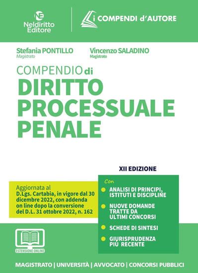 Immagine di COMPENDIO DI DIRITTO PROCESSUALE PENALE. CON ESPANSIONE ONLINE