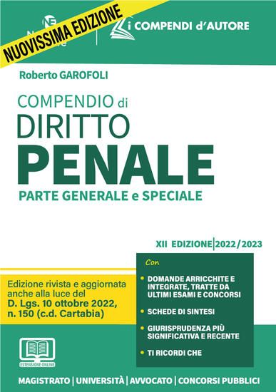 Immagine di COMPENDIO DI DIRITTO PENALE. PARTE GENERALE E SPECIALE. NUOVA EDIZ. CON ESPANSIONE ONLINE