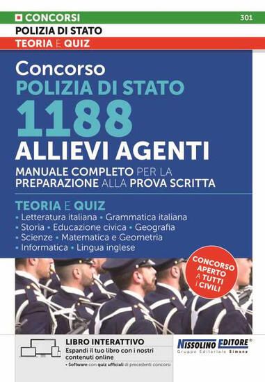 Immagine di CONCORSO 1188 ALLIEVI AGENTI POLIZIA DI STATO. MANUALE COMPLETO PER LA PREPARAZIONE ALLA PROVA S...