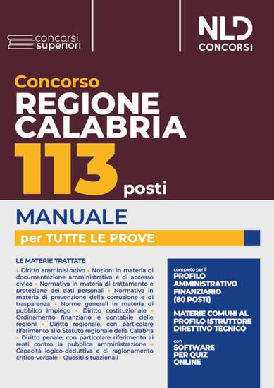 Immagine di CONCORSO REGIONE CALABRIA 113 POSTI. MANUALE PER TUTTE LE PROVE. CON SOFTWARE DI SIMULAZIONE