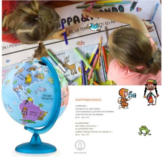 Immagine di GLOBO 25 CM MAPPA & MONDO CON BATTERY