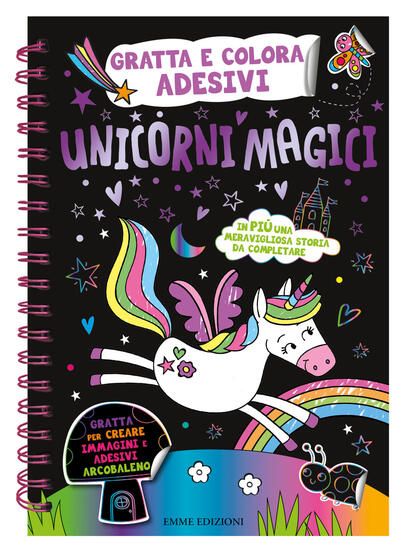 Immagine di UNICORNI MAGICI. GRATTA E COLORA ADESIVI. EDIZ. A COLORI. CON MATITA IN LEGNO PER GRATTARE