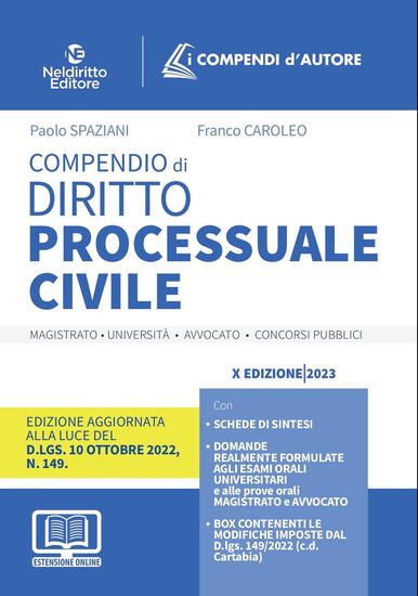 Immagine di COMPENDIO DI DIRITTO PROCESSUALE CIVILE. CON ESPANSIONE ONLINE