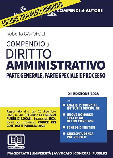 Immagine di COMPENDIO DI DIRITTO AMMINISTRATIVO. PARTE GENERALE,PARTE SPECIALE E PROCESSO