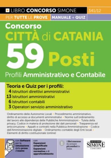 Immagine di CONCORSI CITTA` DI CATANIA. 59 POSTI PROFILI AMMINISTRATIVO, CONTABILE. TEORIA E QUIZ.