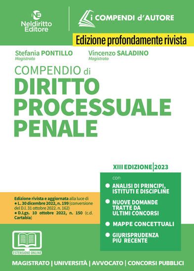 Immagine di COMPENDIO DI DIRITTO PROCESSUALE PENALE.NUOVA EDIZ. 2023