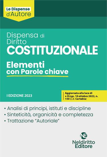 Immagine di DISPENSA DI DIRITTO COSTITUZIONALE. ELEMENTI CON PAROLE CHIAVE