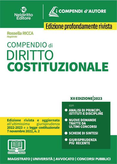 Immagine di COMPENDIO DI DIRITTO COSTITUZIONALE. 2023