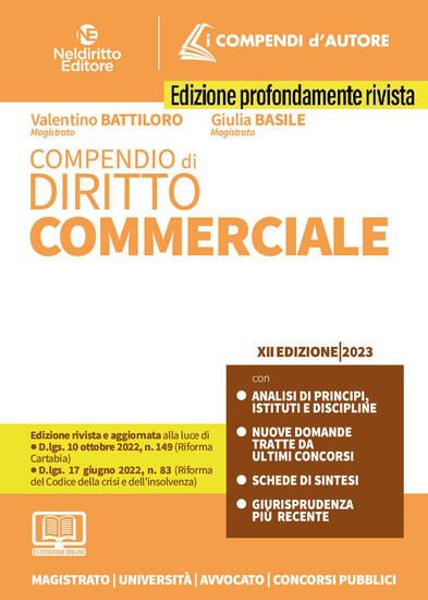 Immagine di COMPENDIO DI DIRITTO COMMERCIALE. CON ESPANSIONE ONLINE 2023