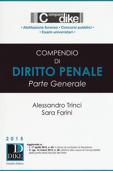 Immagine di COMPENDIO DI DIRITTO PENALE 2015 - PARTE GENERALE