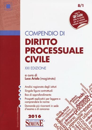 Immagine di COMPENDIO DI DIRITTO PROCESSUALE CIVILE 2016