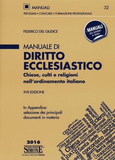 Immagine di MANUALE DI DIRITTO ECCLESIASTICO 2016