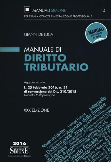 Immagine di MANUALE DI DIRITTO TRIBUTARIO 2016