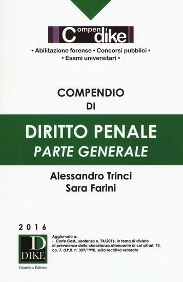 Immagine di COMPENDIO DI DIRITTO PENALE 2016 PARTE GENERALE