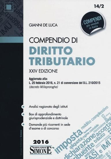 Immagine di COMPENDIO DI DIRITTO TRIBUTARIO 2016