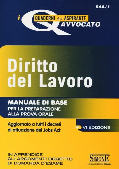 Immagine di DIRITTO DEL LAVORO 2016 - MANUALE DI BASE