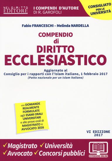 Immagine di COMPENDIO DI DIRITTO ECCLESIASTICO 2017