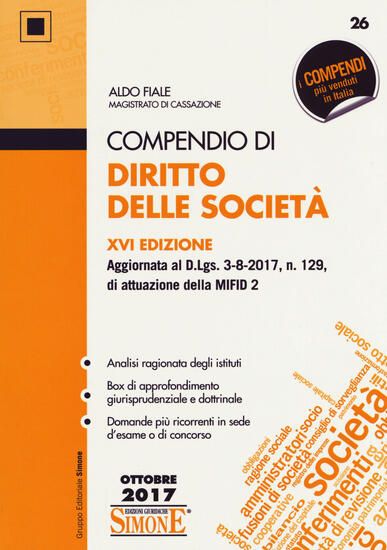 Immagine di COMPENDIO DI DIRITTO DELLE SOCIETA` 2017