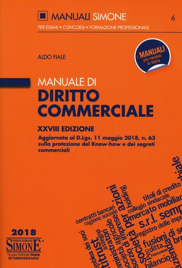 Immagine di MANUALE DI DIRITTO COMMERCIALE 2018