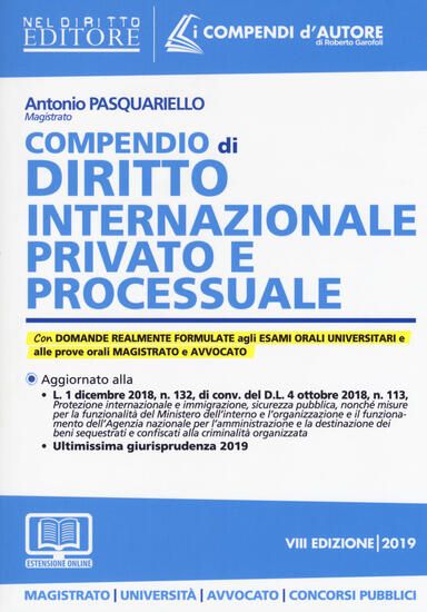 Immagine di COMPENDIO DI DIRITTO INTERNAZIONALE PRIVATO E PROCESSUALE 2019