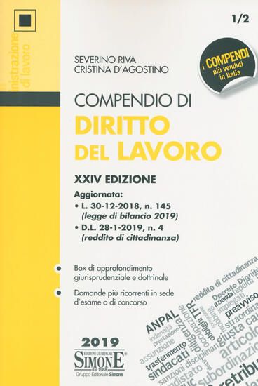 Immagine di COMPENDIO DI DIRITTO DEL LAVORO 2019