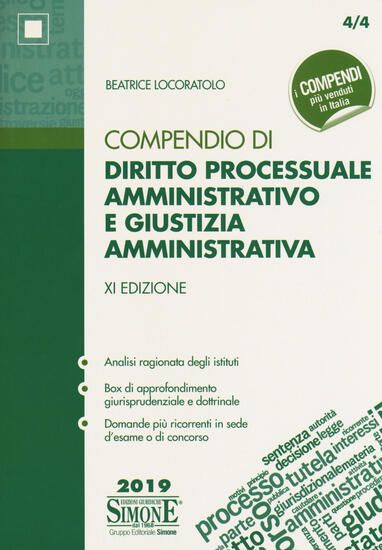 Immagine di COMPENDIO DI DIRITTO PROCESSUALE AMMINISTRATIVO E GIUSTIZIA AMMINISTRATIVA 2019