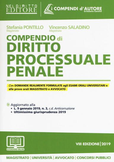 Immagine di COMPENDIO DI DIRITTO PROCESSUALE PENALE 2019