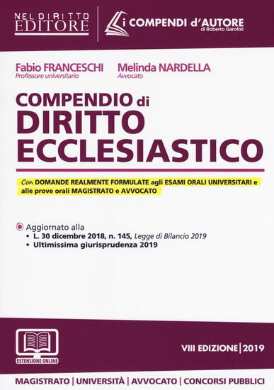 Immagine di COMPENDIO DI DIRITTO ECCLESIASTICO 2019