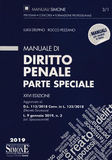 Immagine di MANUALE DI DIRITTO PENALE PARTE SPECIALE 2019