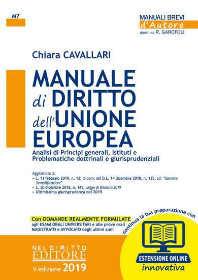 Immagine di MANUALE DI DIRITTO DELL`UNIONE EUROPEA 2019