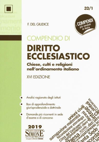 Immagine di COMPENDIO DI DIRITTO ECCLESIASTICO 2019