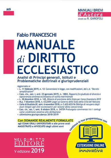 Immagine di MANUALE DI DIRITTO ECCLESIASTICO 2019