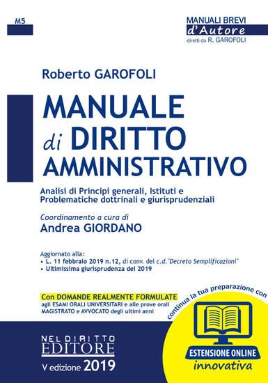 Immagine di MANUALE DI DIRITTO AMMINISTRATIVO 2019