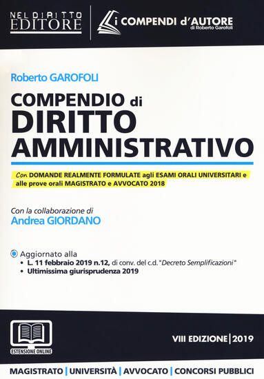 Immagine di COMPENDIO DI DIRITTO AMMINISTRATIVO 2019