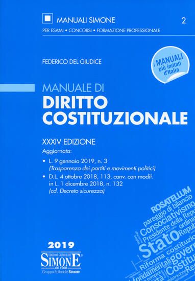 Immagine di MANUALE DI DIRITTO COSTITUZIONALE 2019