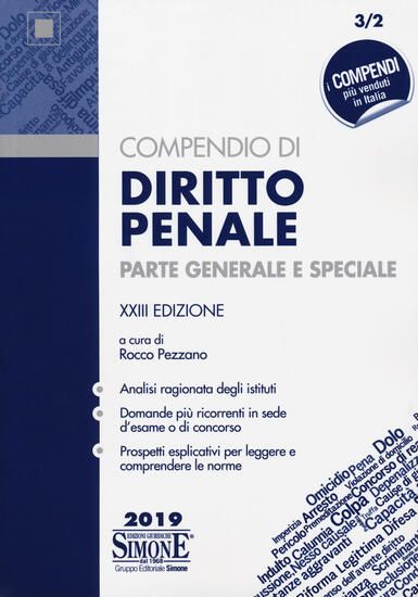 Immagine di COMPENDIO DI DIRITTO PENALE PARTE GENERALE E SPECIALE 2019