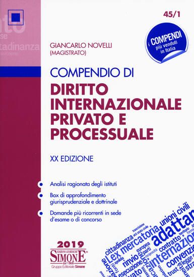 Immagine di COMPENDIO DI DIRITTO INTERNAZIONALE PRIVATO E PROCESSUALE 2019