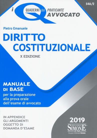 Immagine di DIRITTO COSTITUZIONALE 2019. MANUALE DI BASE