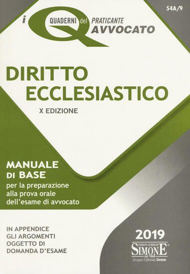 Immagine di DIRITTO ECCLESIASTICO 2019. MANUALE DI BASE