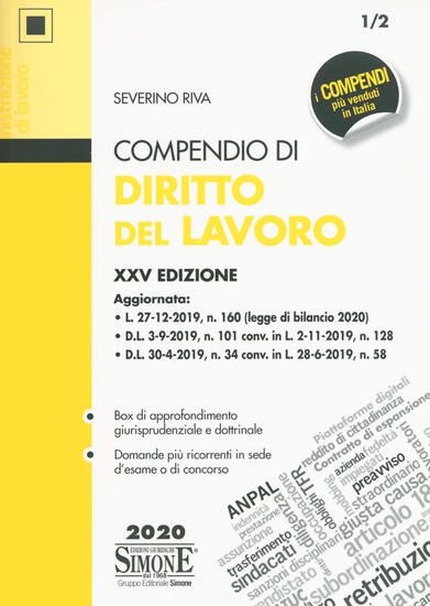 Immagine di COMPENDIO DI DIRITTO DEL LAVORO 2020