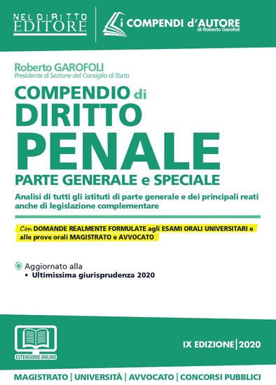 Immagine di COMPENDIO DI DIRITTO PENALE (PARTE GENERALE E SPECIALE) 2020