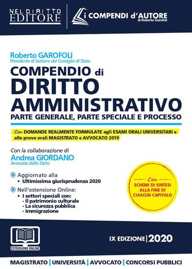 Immagine di COMPENDIO DI DIRITTO AMMINISTRATIVO 2020