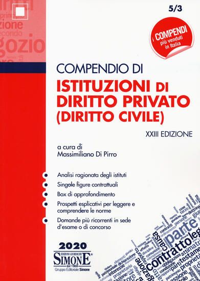 Immagine di COMPENDIO DI ISTITUZIONI DI DIRITTO PRIVATO (DIRITTO CIVILE) 2020