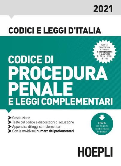 Immagine di CODICE DI PROCEDURA PENALE E LEGGI COMPLEMENTARI 2021