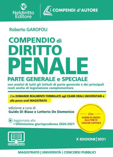 Immagine di COMPENDIO DI DIRITTO PENALE 2021. PARTE GENERALE E SPECIALE