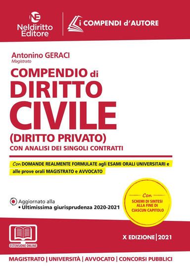 Immagine di COMPENDIO DI DIRITTO CIVILE (DIRITTO PRIVATO). CON ANALISI DEI SINGOLI CONTRATTI 2021