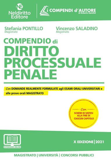 Immagine di COMPENDIO DI DIRITTO PROCESSUALE PENALE 2021