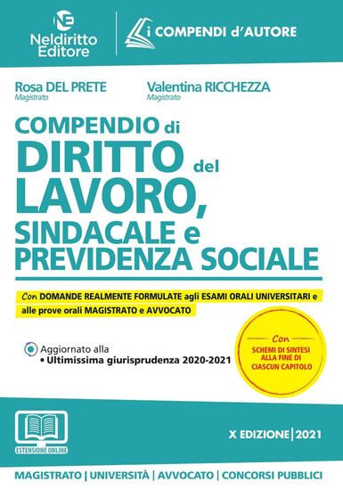 Immagine di COMPENDIO DI DIRITTO DEL LAVORO, SINDACALE E DELLA PREVIDENZA SOCIALE. 2021