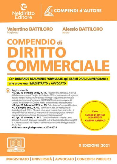 Immagine di COMPENDIO DI DIRITTO COMMERCIALE 2021