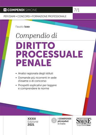 Immagine di COMPENDIO DI DIRITTO PROCESSUALE PENALE. 2021